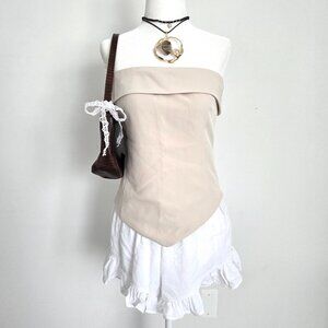 Forever 21 V Hem Strapless Tube Top Large NWT Beige Champagne Y2K Old Money